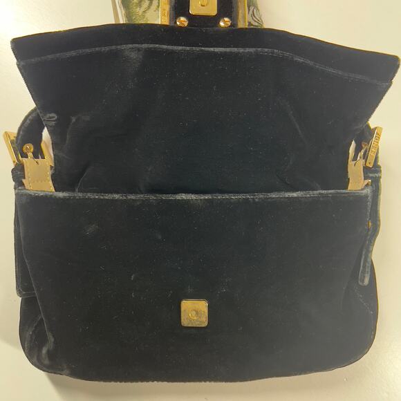 Fendi Black Velvet Gold Tassel Baguette - Picture 6 of 14